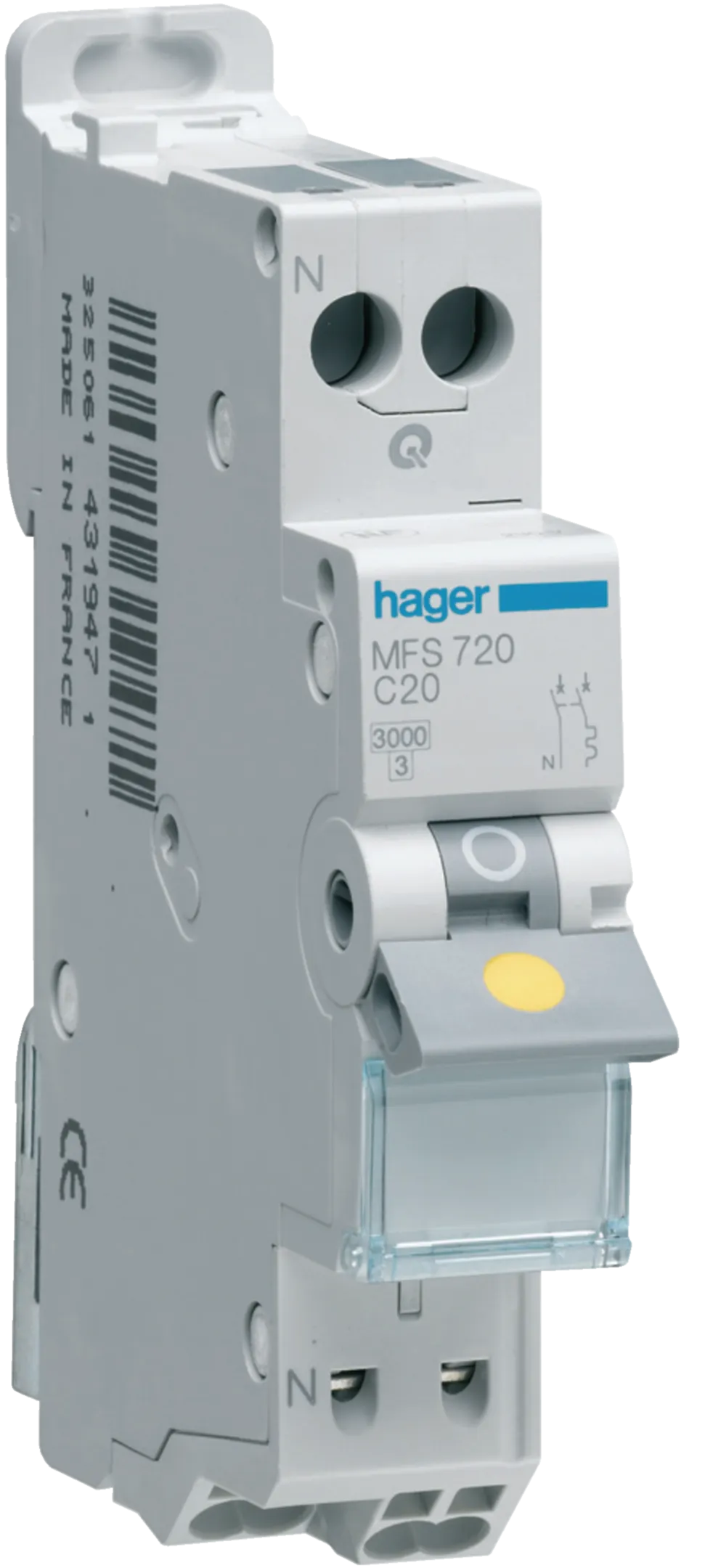 HAGER Disjoncteur 20A auto Ph+N courbe C 3kA 230V - MFS720